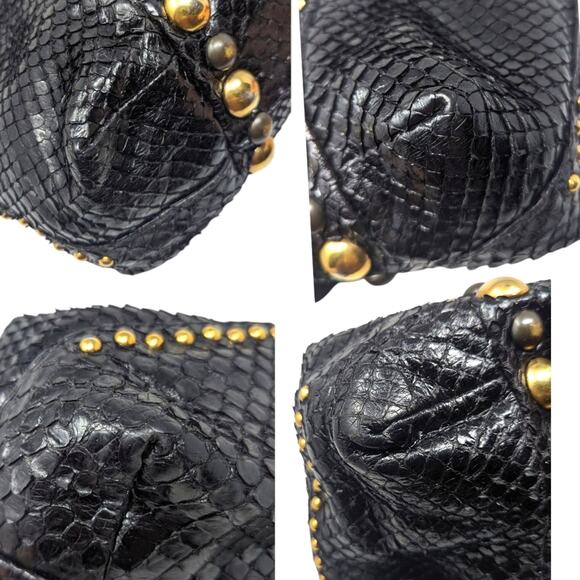Gucci Babouska Hysteria Fall 2008 Tote Snakeskin Fringe Large Black Gold Y2K - Picture 11 of 16
